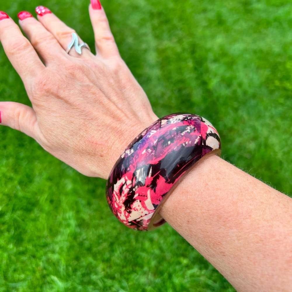 Vintage Graffiti Acrylic Bangle Bracelet